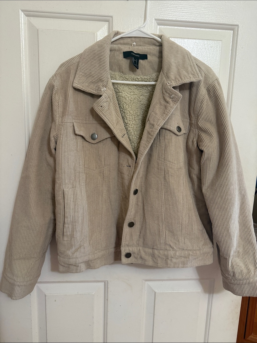 Forever 21 Beige Corduroy Sherpa Jacket